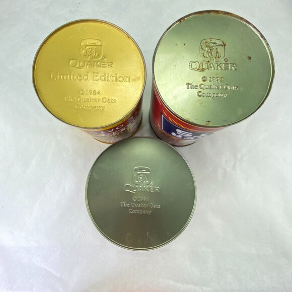 Vintage 80s 90s Quaker Oats Metal Tins Canisters Lot of 3 - Picture 6 of 10